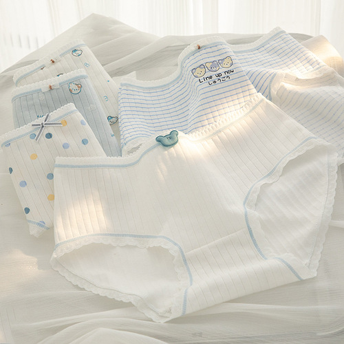 Category A baby cotton ladies cartoon girl underwear women's mid-waist breathable cotton antibacterial crotch bag buttocks student briefs