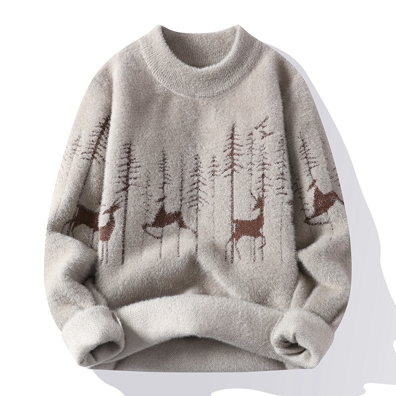 Imitation Mink Round Neck Knitwear for Men in Autumn and Winter New Style Handsome Knitted Knitwear for Boys with Thickened Warm Knitwear Imitation Mink Round Neck Knitwear for Men in Autumn and Winter New Style Handsome Knitted Knitwear for Boys with Thickened Warm Knitwear