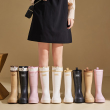 女士新时尚厚底中长筒水鞋四季可穿工作鞋洗车防水防滑室内外胶鞋