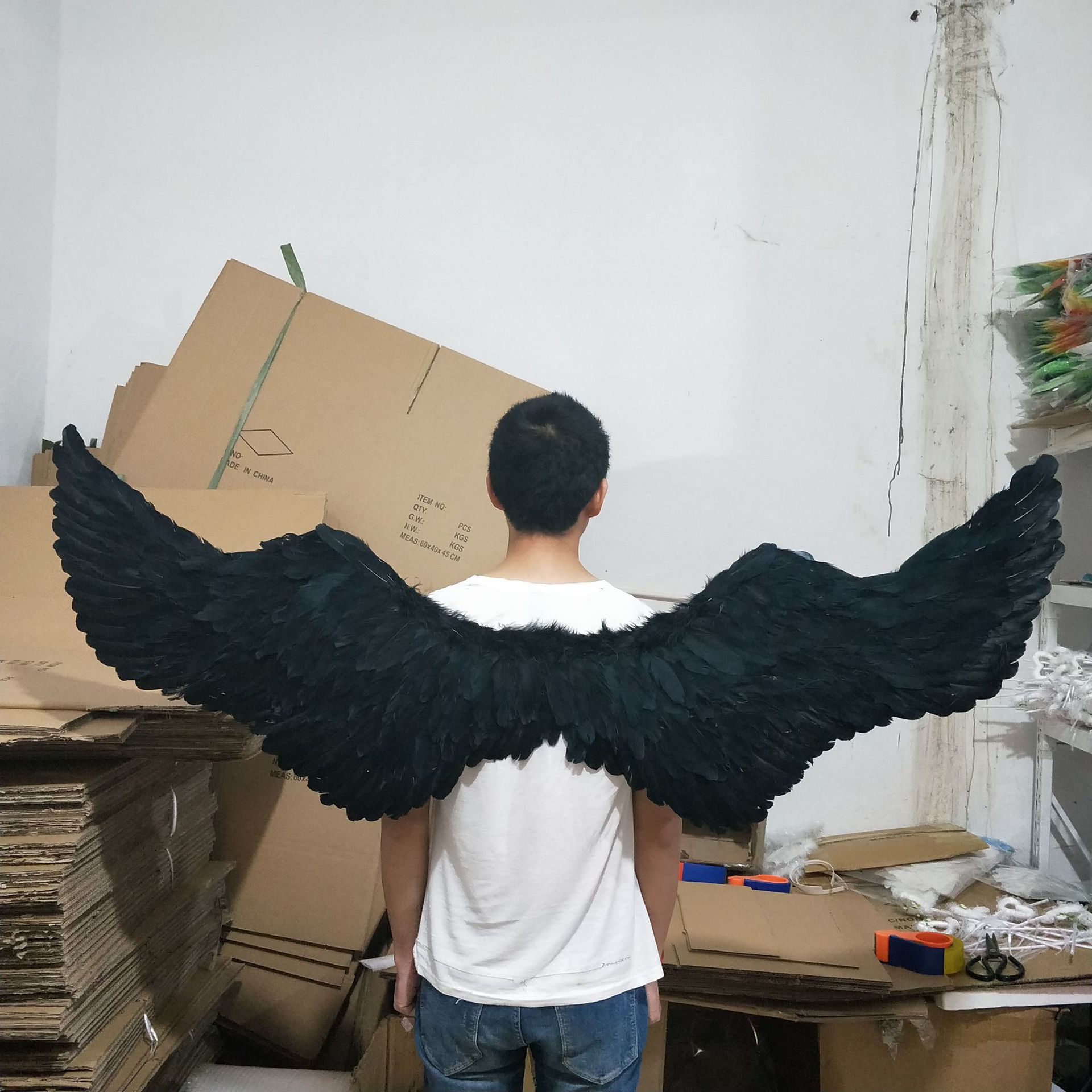 Halloween plumas alas adultos niños fiesta diablo ángel plumas alas props niños ángel alas