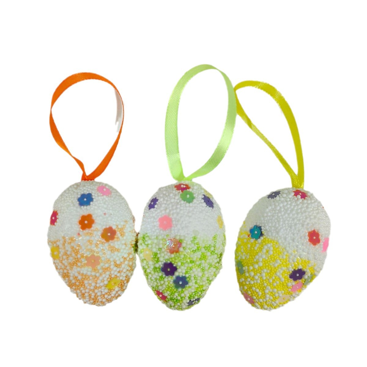 Huevo de Pascua de espuma adornos de conejo colorido lentejuelas adornos de huevo creativo traje de huevo de Pascua