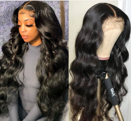 Cross-Border Wig European and American Women's Fashionable Chemical Fiber Headgear Black Medium Parted Long Curly Hair Big Wave Body Wig