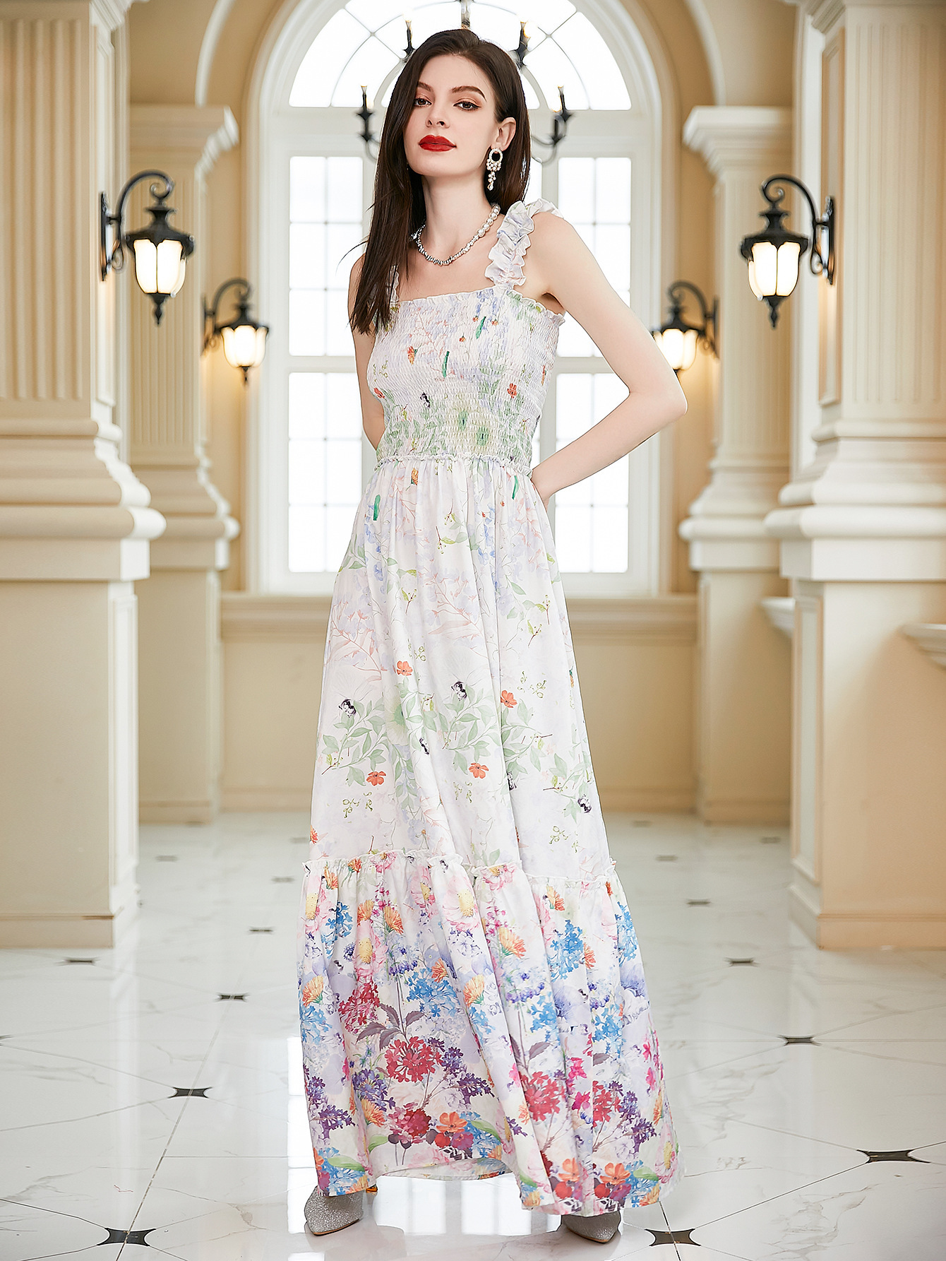 Europa y América primavera y verano transfronterizo Comercio exterior nueva ropa de mujer deseo Amazon Correa impresa vestido floral vestido image 5