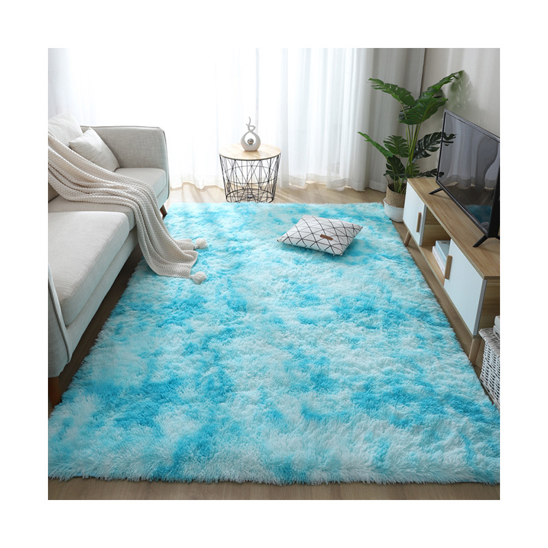 Tie-teñido de alfombras impresas fábrica al por mayor gradiente de color de lana de seda sala de estar sofá alfombra dormitorio manta de felpa