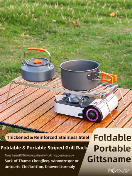 Cross-border outdoor portable folding stainless steel stove stand, cassette stove barbecue rack, multifunctional picnic stove stand