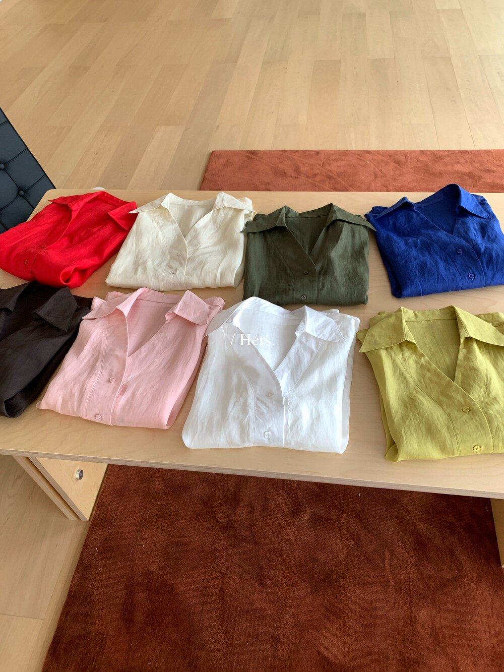 Áo sơ mi nữ linen tay ngắn cổ V phong cách Pháp — nghệ, màu hồng, màu trắng, màu mơ chi tiết 33