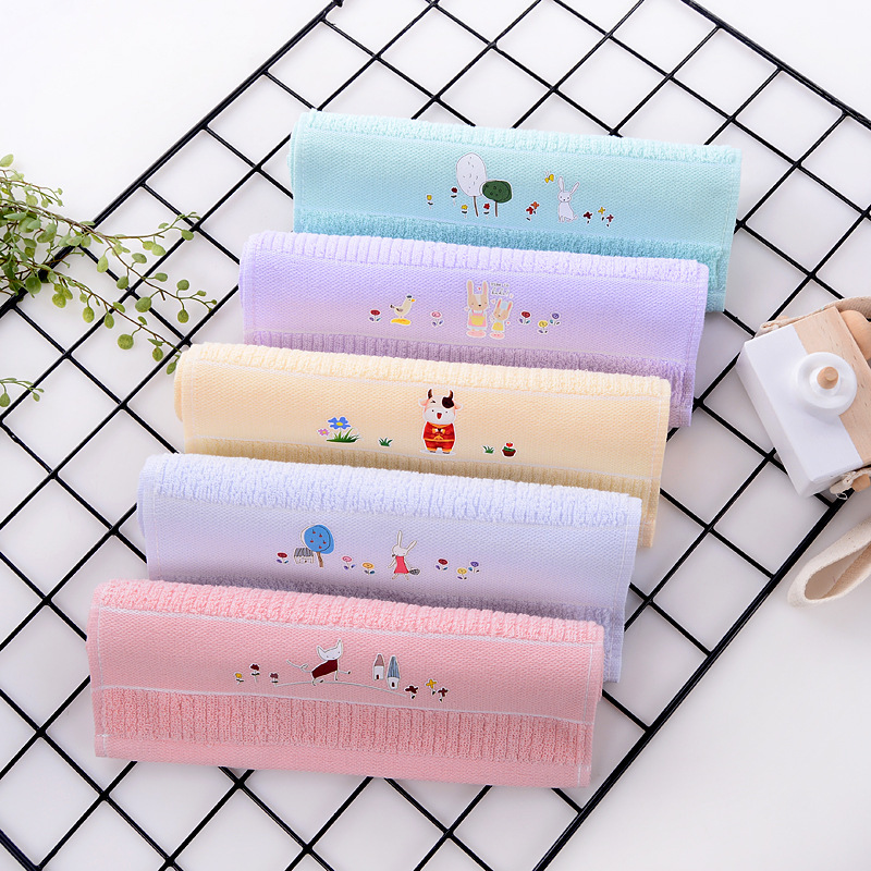 Iron-on animal cartoon children's towel for babies and toddlers, 25*50cm children's hand towel, baby face towel, spit cloth