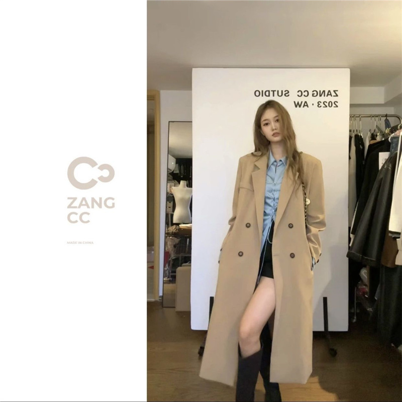 2025春秋季风衣外套长款西服大衣休闲中长款西装知性修身外套女|undefined
