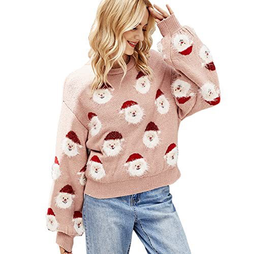 2025 Cross-Border Amazon Autumn and Winter Women's New Christmas Cartoon Monster Hat Printed Women's Round Neck Sweatshirt