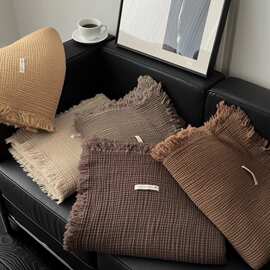 全棉四层纱皱皱纱流苏款盖毯A类母婴级办公室午休盖被沙发毯夏被