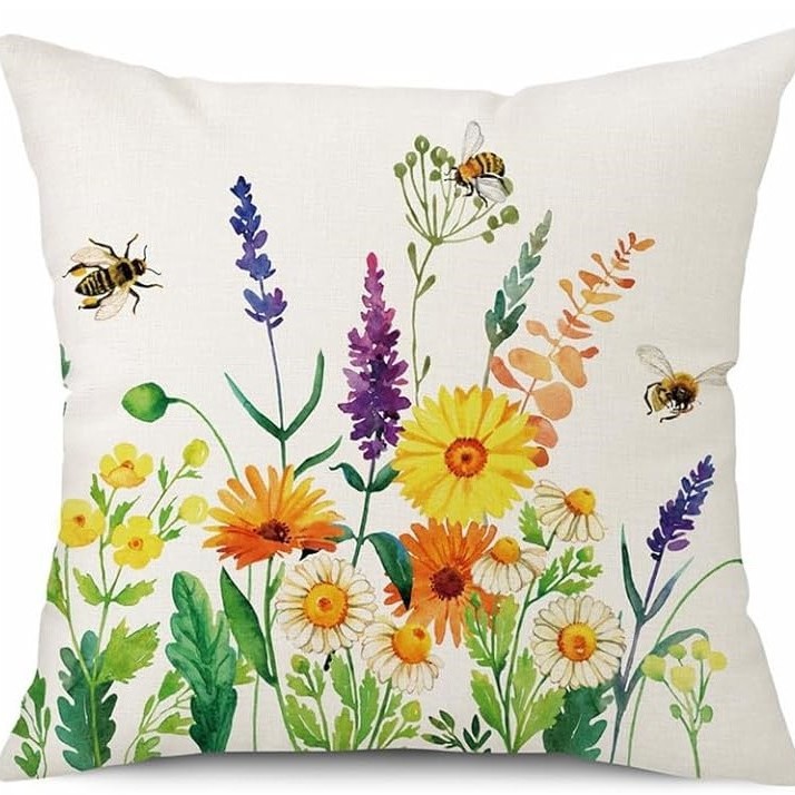 2023 transfronterizos flores de verano almohada de abrazo Amazon lino letras impresión cojín de dormitorio