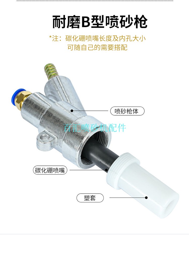 喷砂机手自动喷砂枪头B型快插式碳化硼喷嘴手动气动喷沙机械配件