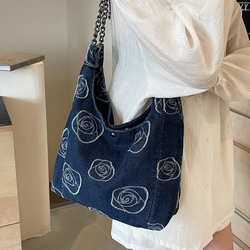 2024 nuevo estilo bolso de mezclilla mujer casual bolso de todo fósforo tendencia de moda bolso de hombro ligero y simple al por mayor