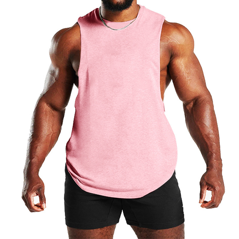 2024 Sommer Neues Fitness-Tanktop für Herren, einfarbig, sportlich, lässig, lockere Schulter-T-Shirt_voghion.com