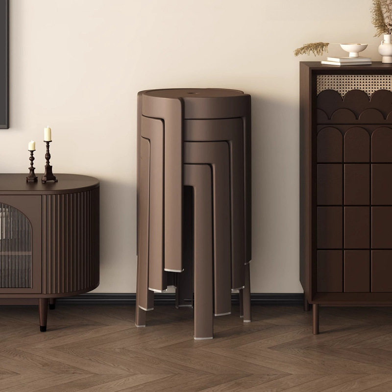 特厚塑料凳子家用可叠放餐桌高圆风车胶板凳简约复古加厚备用椅子