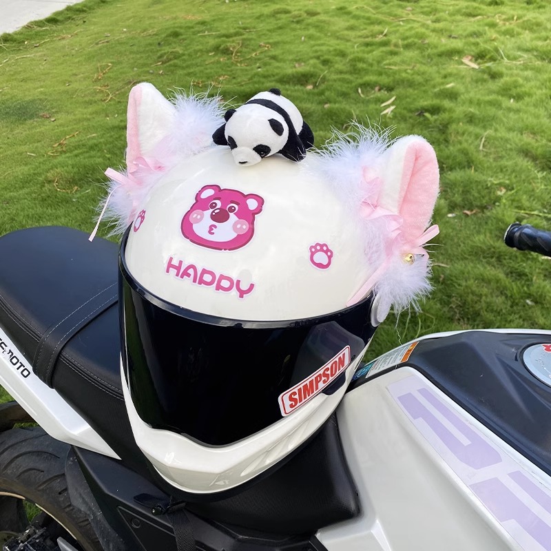 Cute Cat Ear Decor Helmet Ski Helmet Accessories Detachable Plush