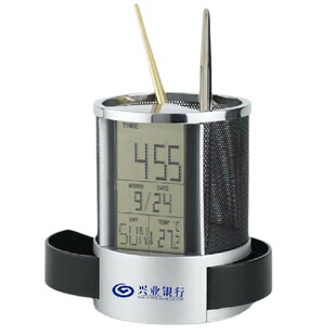 Multifunctional metal mesh electronic pen holder perpetual calendar business gifts advertising gifts gift printing LOGO