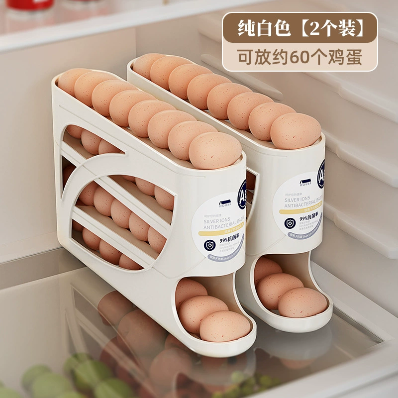 Refrigerator Egg Storage Box, Automatic Rolling, Multi-Layer Large Capacity, Plastic