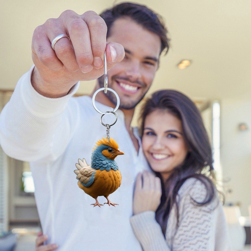 Nuevos productos transfronterizos de dibujos animados de Navidad pollo llavero colgante llavero accesorios mochila llavero regalo de cumpleaños