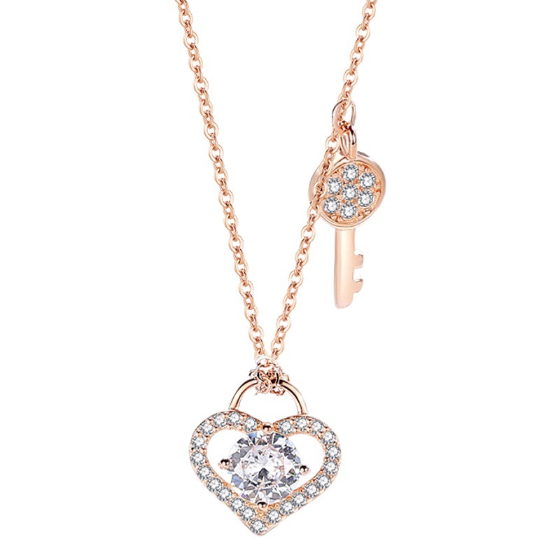 Nueva llave del corazón amor romántico estilo japonés y coreano moda s925 plata esterlina collar regalo del Día San Valentín al por mayor