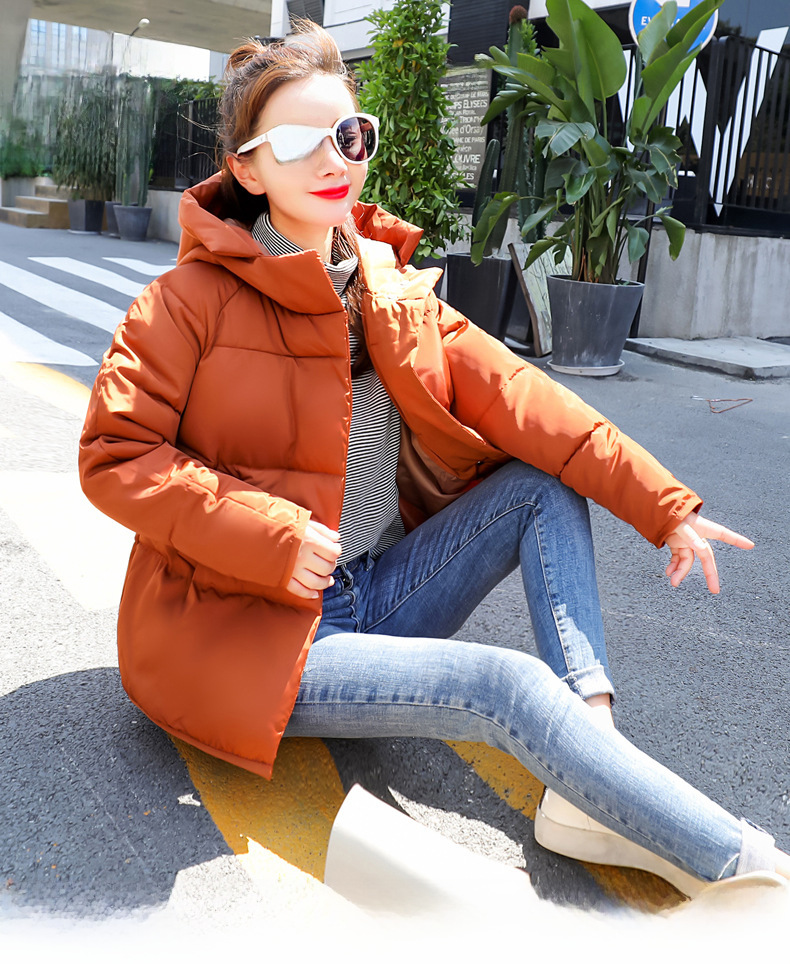 Neue baumwollgefütterte Jacke 2021 im koreanischen Stil, warmer Mantel für Studenten im Herbst und Winter, lockerer, dicker Hutkragen, kurzer baumwollgefütterter Damenmantel_voghion.com