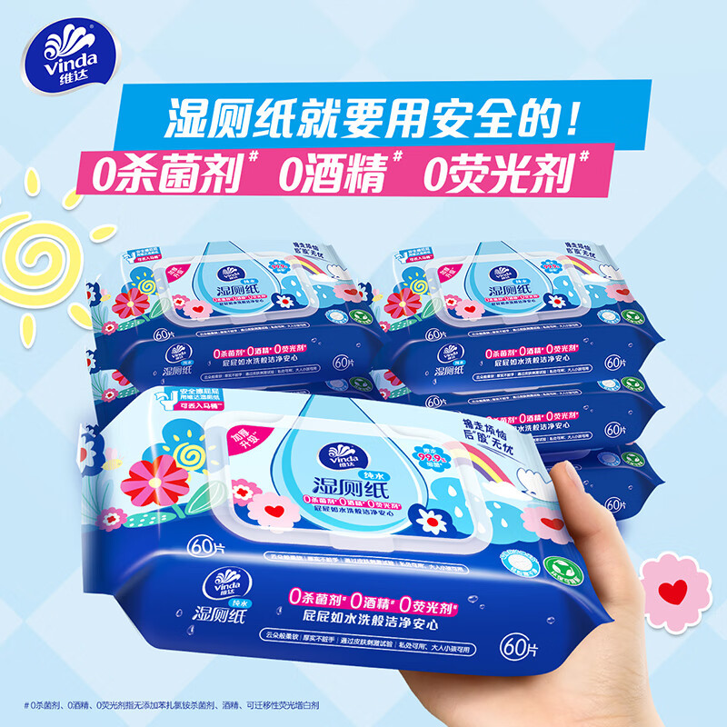 Papel higiénico húmedo Vinda, 40 piezas para uso doméstico, especialmente diseñado para hombres y mujeres para limpiar glúteos y partes íntimas, las toallitas húmedas son refrescantes y limpias.