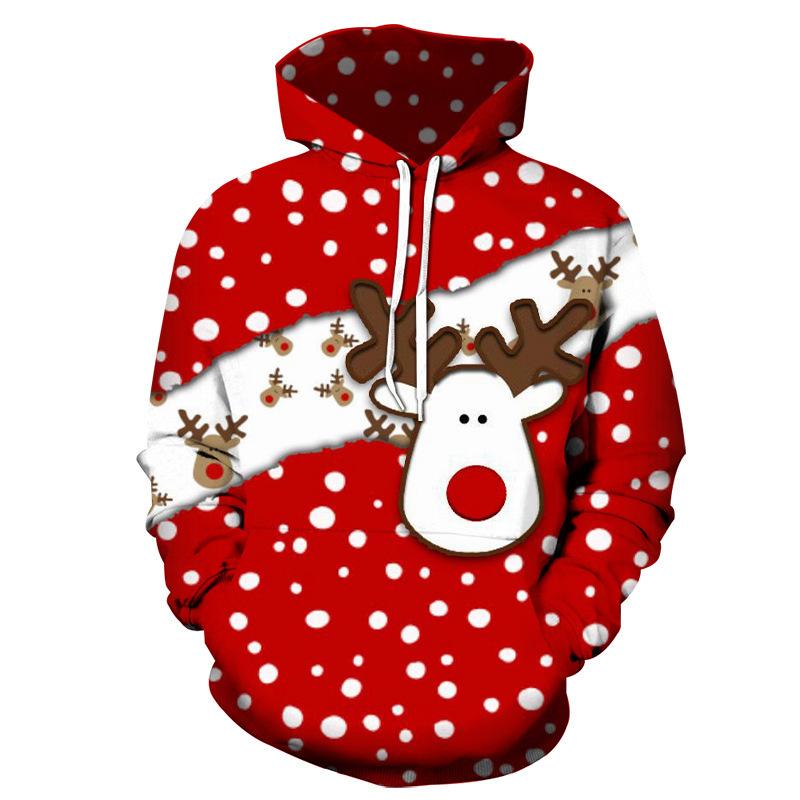 boy 2024 European American Cross-Border Trade Christmas Couple For Men And Women With Deer 3D Print Hoodie_voghion.com