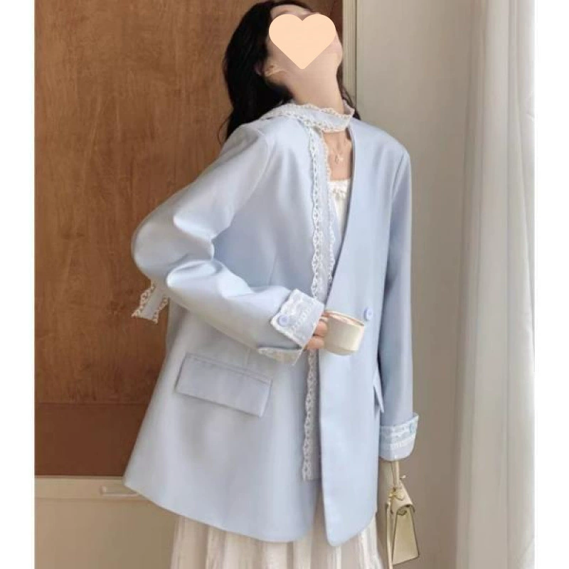 Уникальный и красивый элегантный женский костюм с кружевными вставками, пиджак для женщин, новинка весны 2025, повседневный костюм.