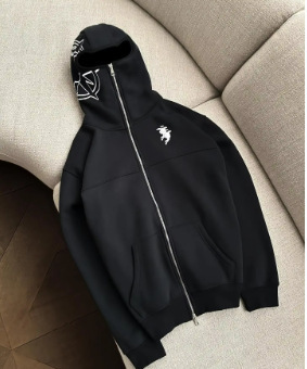 Zip-up hoodie上下ダブルジッパー小众デザイン新しい目见えるシンプル刺繍コートガード|undefined