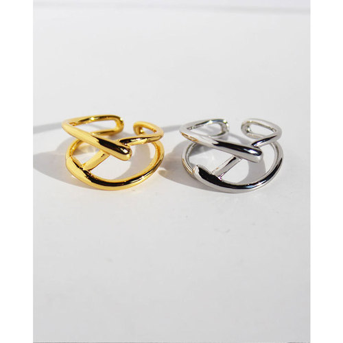 European and American simple fashion geometric lines cross design open ring female ins cold style stacked ring 447