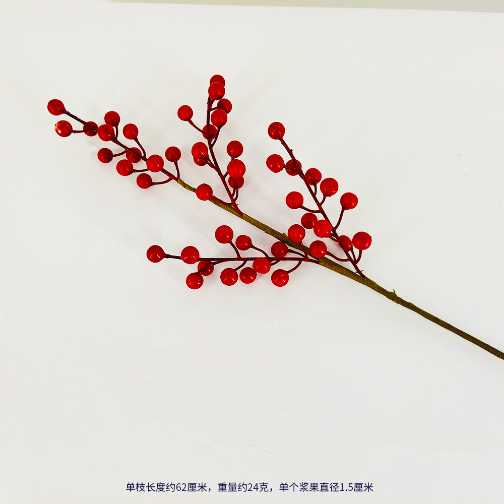 Fiesta de Año Nuevo, flores, frutas ricas, frutas de simulación, ramas de bayas, nuevas decoraciones, accesorios de barril de Navidad.