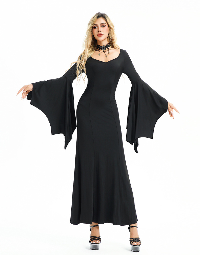 Halloween Costume In European And Style, American Hot Girl Nightclub Queen Bat Sleeve Slim Dress, Dark Gothic Women's_ecoleips.com