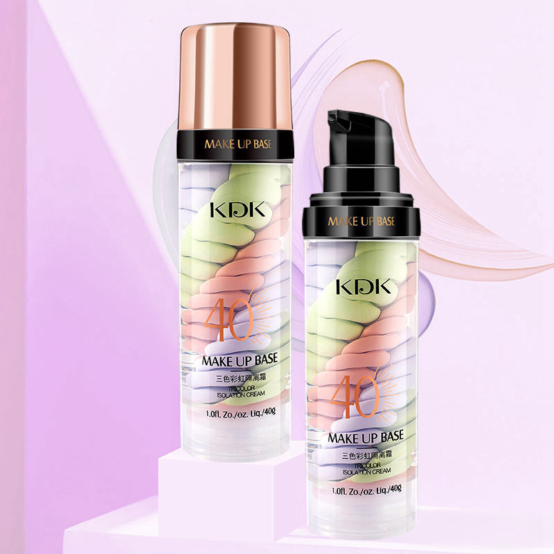 KDK three-color bird excrement rainbow isolation cream moisturizing concealer brightening base makeup before milk lasting makeup
