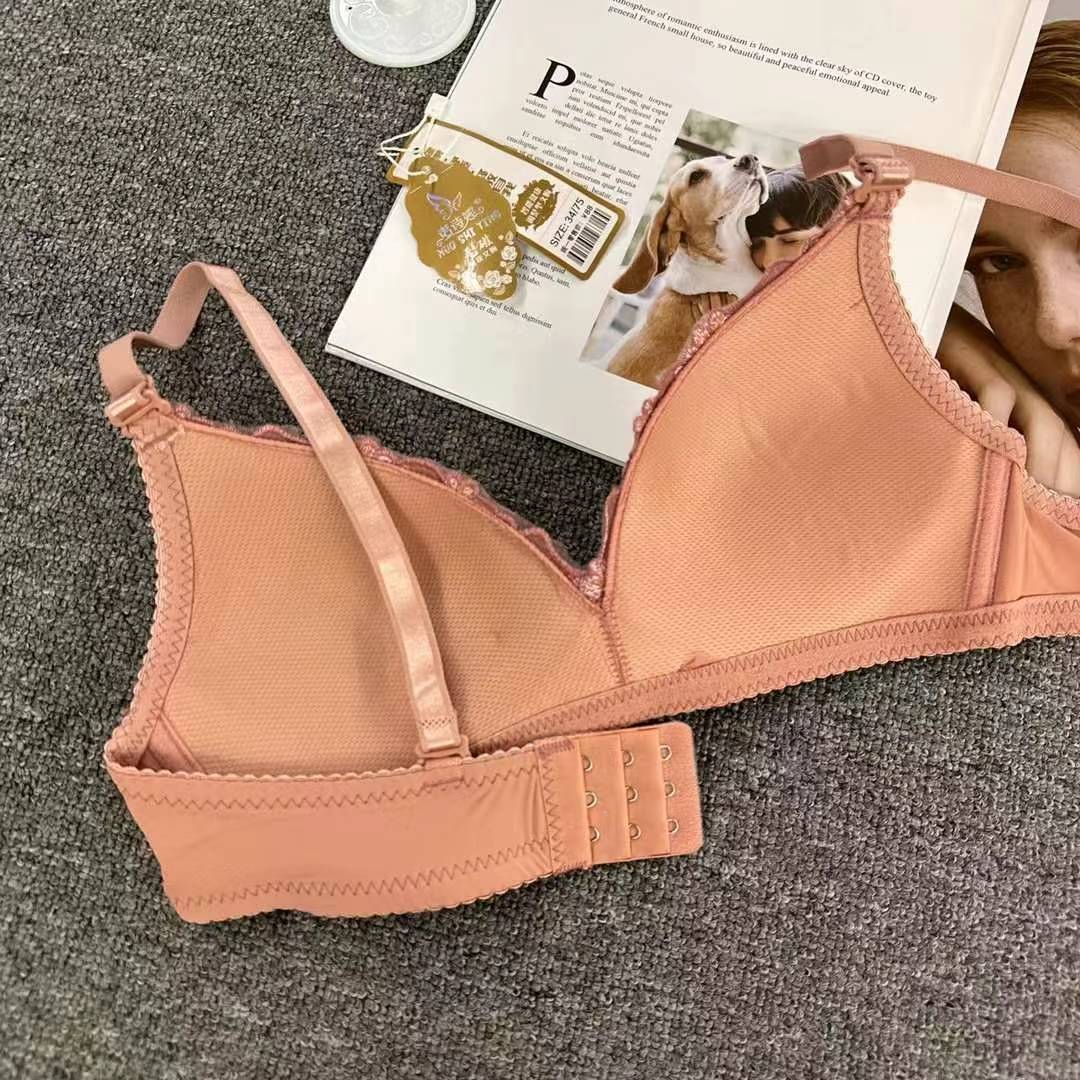 Nuevo estilo francés de alta calidad sujetador de moda de encaje jacquard transpirable ajustable cómodo tres filas de botones tipo ropa interior image 5