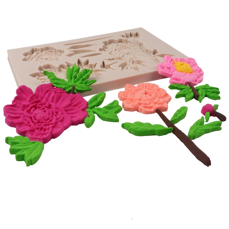 Nuevo molde de silicona crisantemo Rosa hojas chocolate pastel decoración fondant molde DIY epoxi herramienta