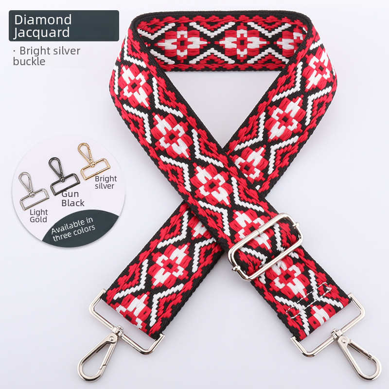 New Diamond Jacquard Bag Shoulder Strap Free Shipping Crossbody Adjustable Shoulder Strap Cross-Border 5cm Wide Shoulder Strap Bag Strap