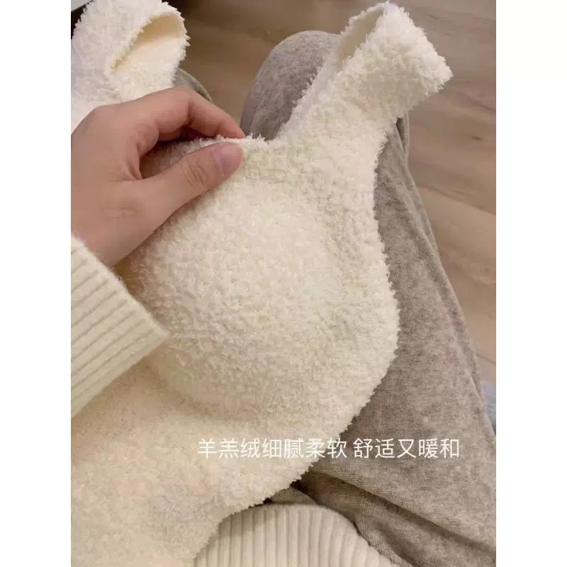 Diseño de corderos, tirantes de peluche, chalecos pequeños, mujeres invierno con terciopelo engrosado, esteras interiores y exteriores con blusas image 3