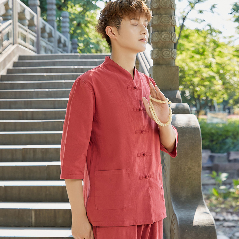 Бордовый мужской костюм с рукавом три четверти