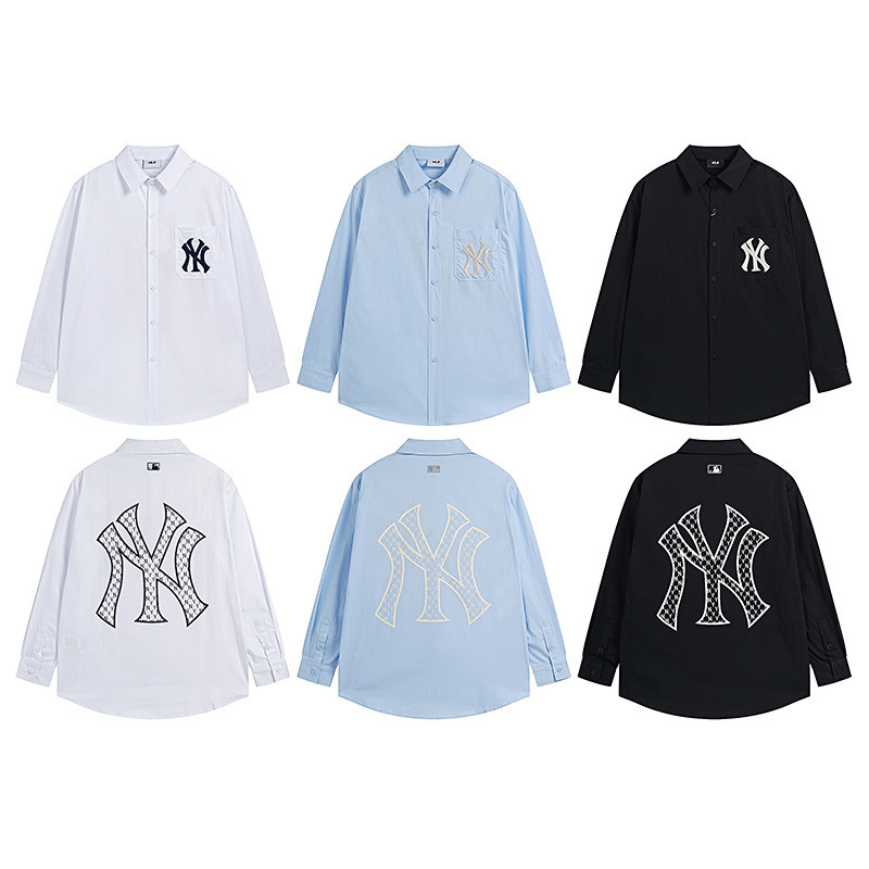 Trendy Brand Mlb Shirt, New Spring and Autumn Style, Large Embroidery on the Back, Casual Loose Fit, Unisex Couple's Matching Top Jacket
