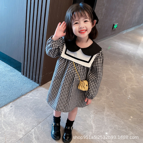 Girls' Spring and Autumn Fashion Viral Trendy Dress  New Korean Version College Girl Baby Skirt Princess Dress Trendy