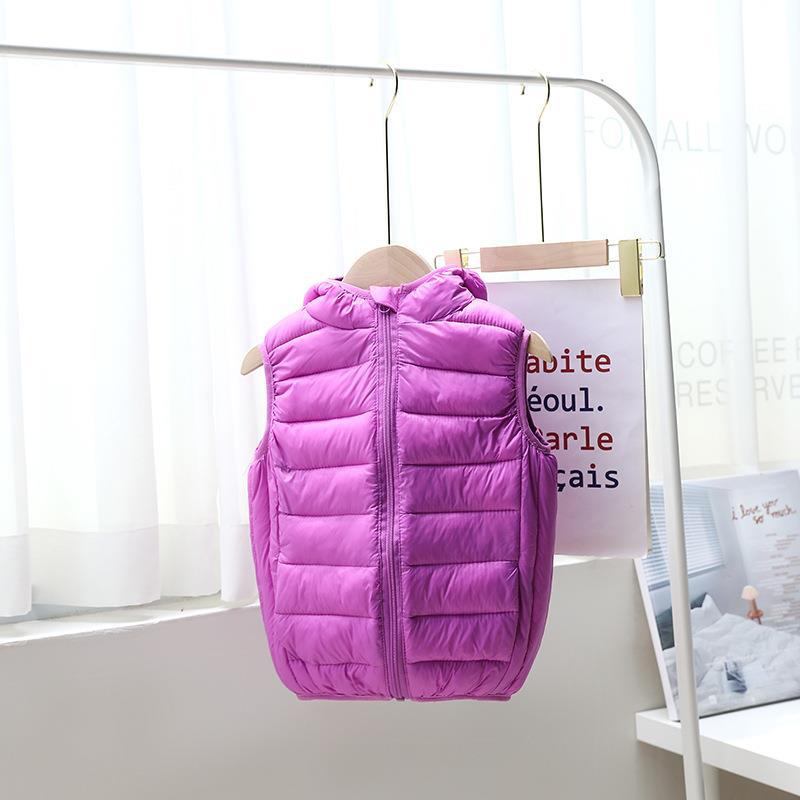 Chaleco de algodón para niños Otoño e Invierno estilo coreano medio y grande para niños y niñas chaleco con capucha Logotipo de chaleco de jardín de infantes