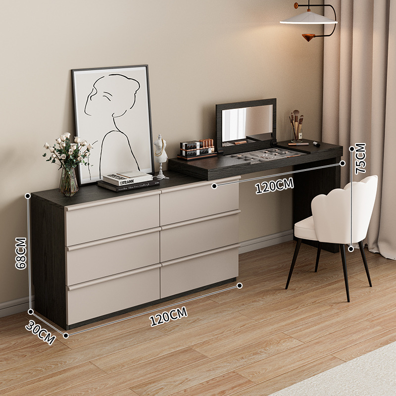 【30CM】블랙 120 테이블 + 120 캐비닛 + 꽃잎 의자