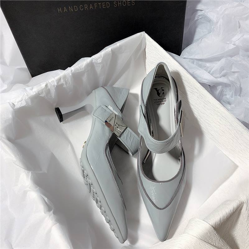 Senyu Haixiang Pointed Toe Sports Sole Genuine Leather High Heel Mary Jane Commuter Stiletto Daily Comfortable and Non-Tiring Shoes