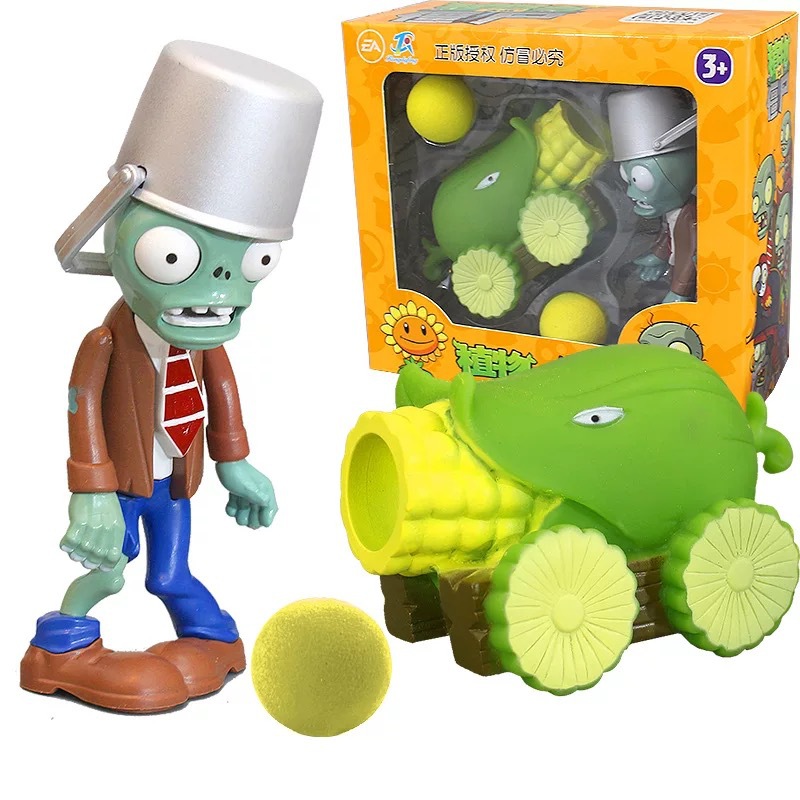 Juguetes de Plantas contra Zombis, juego completo de goma suave, lanzador de guisantes, juego para niños, regalo para niños, figuras