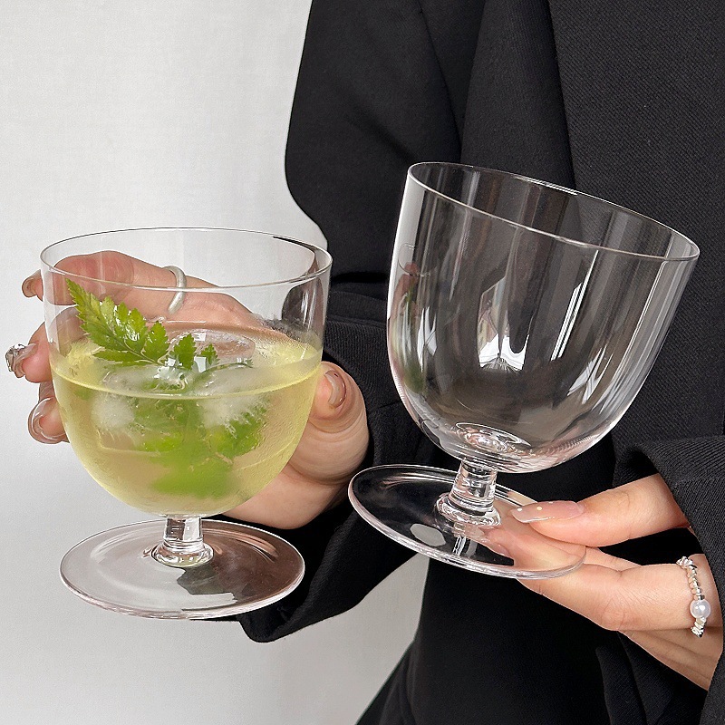 Nicho Zhongins viento taza de vidrio ultra delgada boca inversa taza de cóctel baja taza de café casera bebida fría taza de hockey taza de vinos