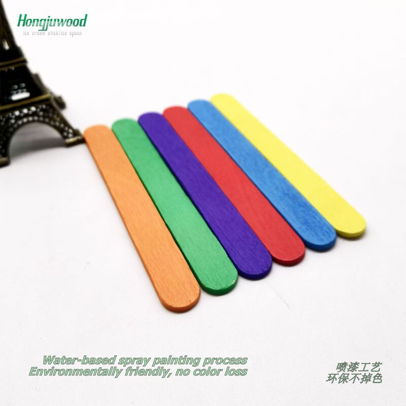 Factory latest craft color spray paint ice cream stick children's handmade creative intelligence material color wooden stick ice cream stick