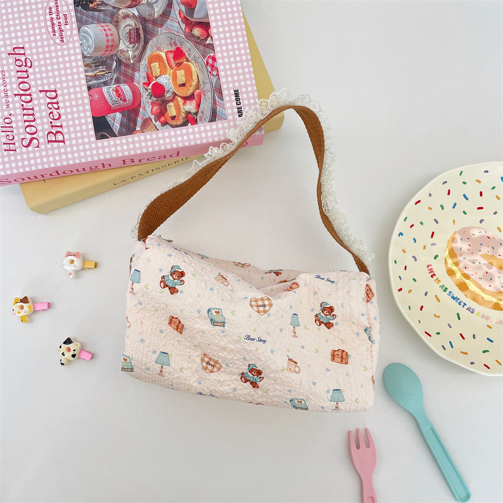 Cartoon Prägetasche Aus Spitze Damen Canvas Schultertasche_voghion.com