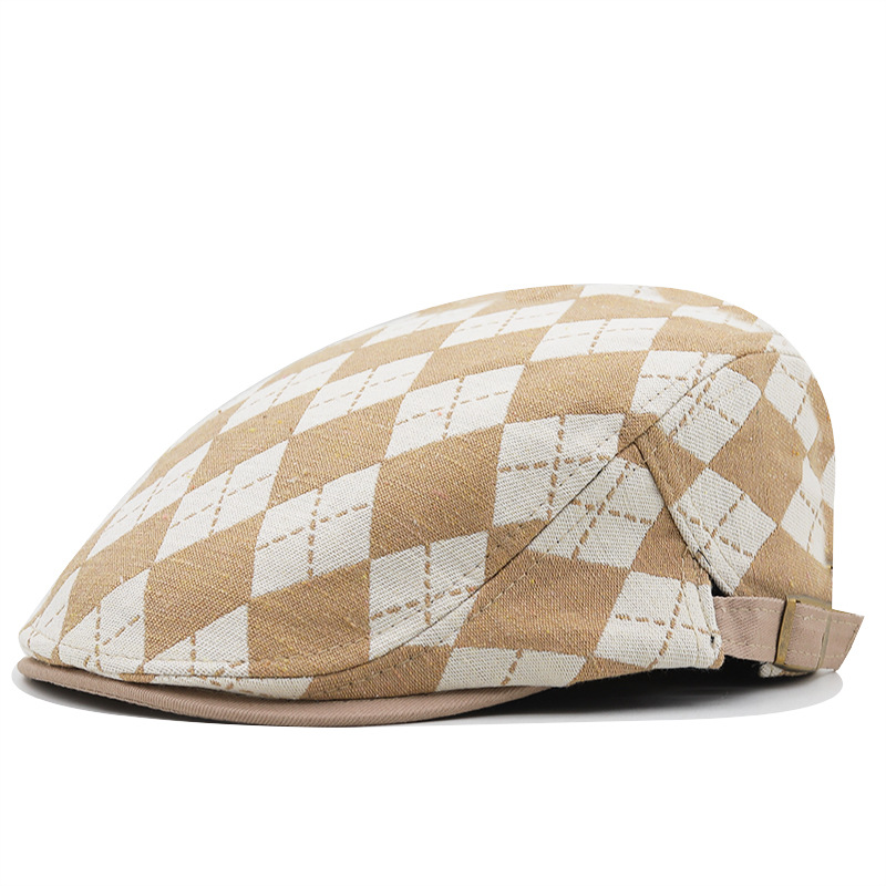 Women's Preppy Style Plaid Embroidery Beret Hat display picture 3