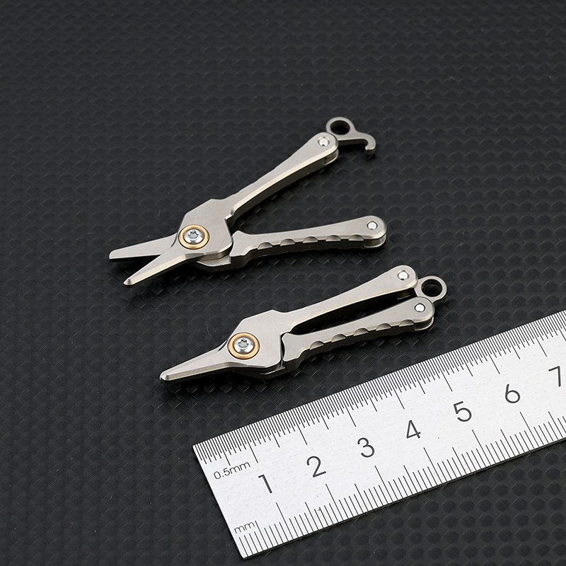 55MM Titan Legierung MINI Schere Schnalle Nase Haar EDC Werkzeug Snap Lock Schere Augenbraue Trimmen Werkzeug Outdoor Tragbare Schere – Detail 8