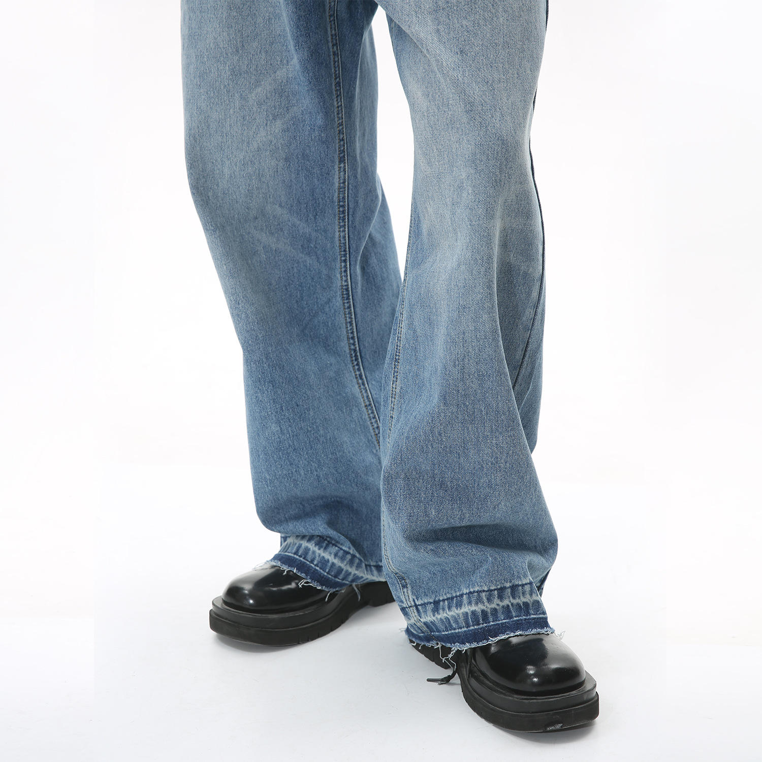 Ropa para hombre MTLCLOTHES | Pantalones vaqueros de estilo casual, holgados, de pierna recta, largos hasta el suelo, con dobladillo deshilachado, estilo urbano y nicho.